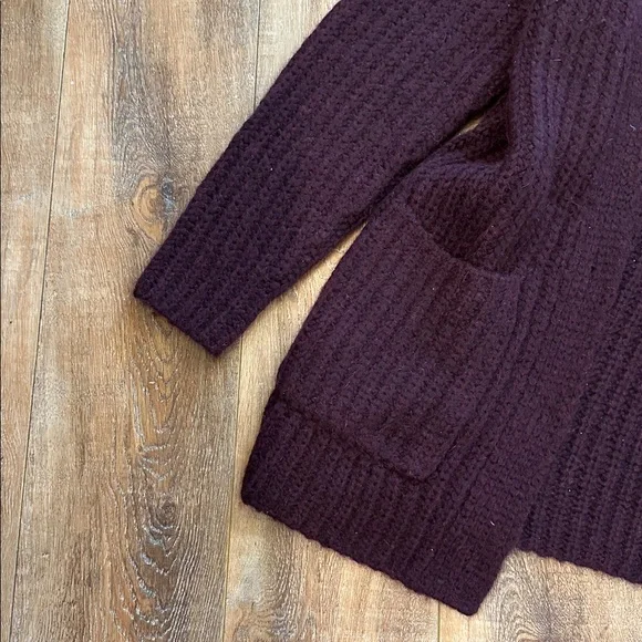 Vince Chunky Cardigan Sweater deep plum alpaca blend small - Picture 4 of 6